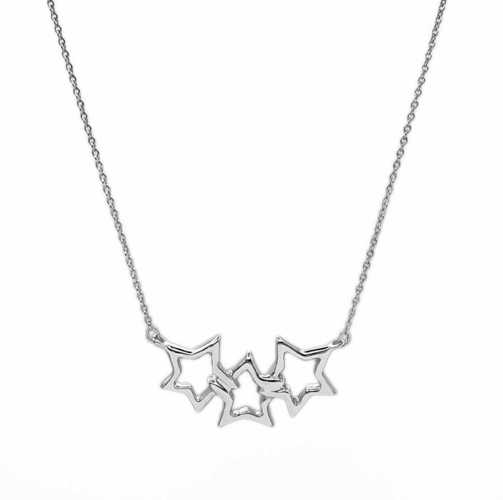 TIFFANY & Co. Triple Star Vintage Necklace Pendant, SV925 Silver Women's
